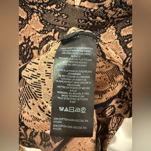 By Anthropologie Mock-Neck Cap-Sleeve Slim Knit Mini Dress Bronze Black - Picture 5 of 7